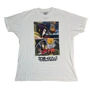 Cowboy Bebop T-Shirt White Short Sleeve Anime Cotton Mens Shirt Adult XL